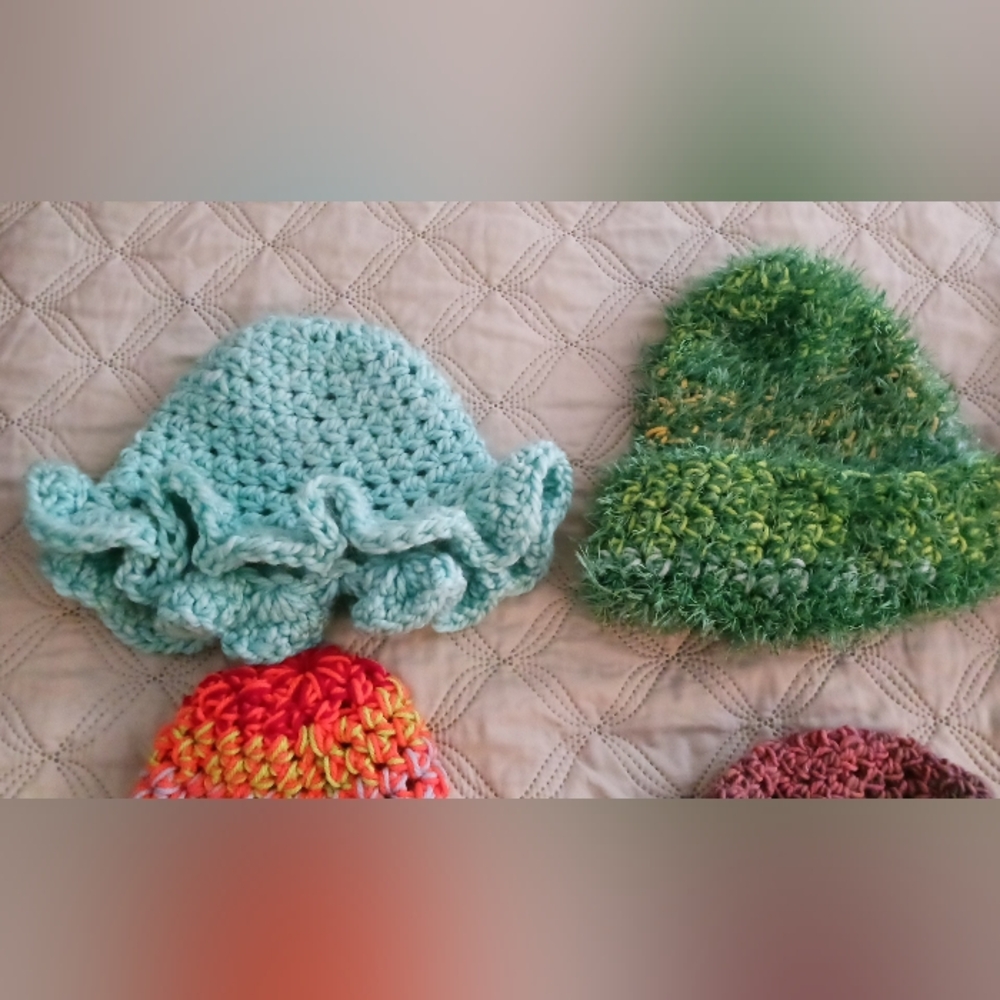 2pc Handmade Colorful Crochet Hats Set #3